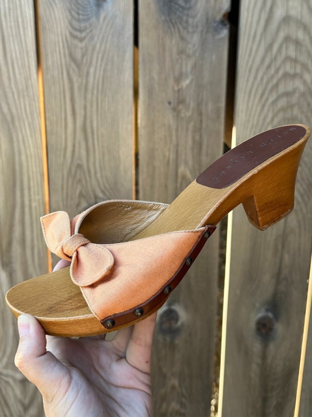 y2k kitten heel clogs bow ralph lauren